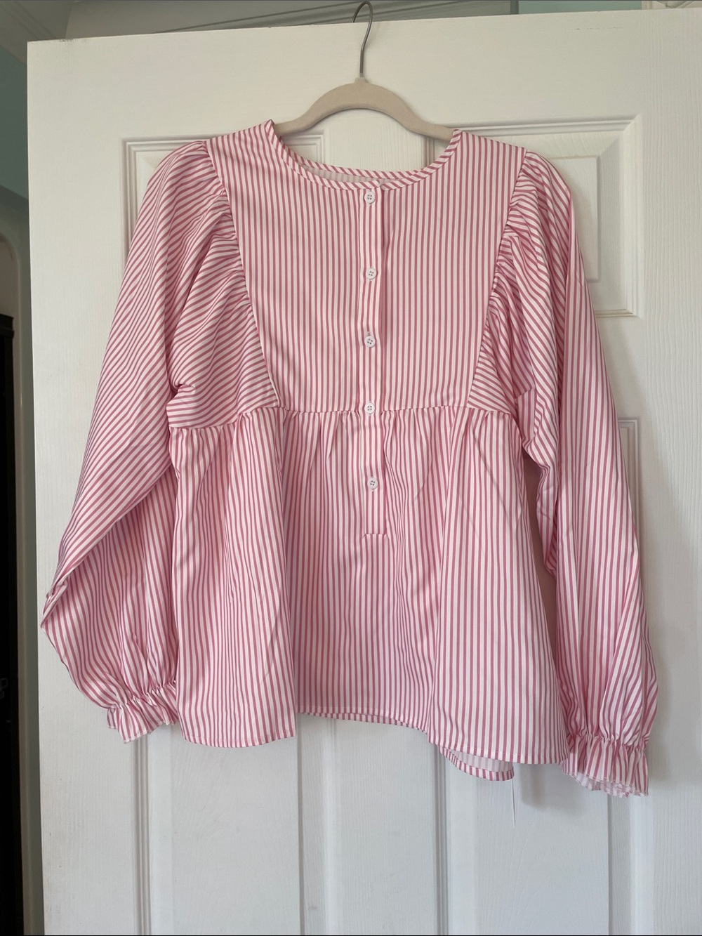 NWT Pink & White Striped Button Blouse S